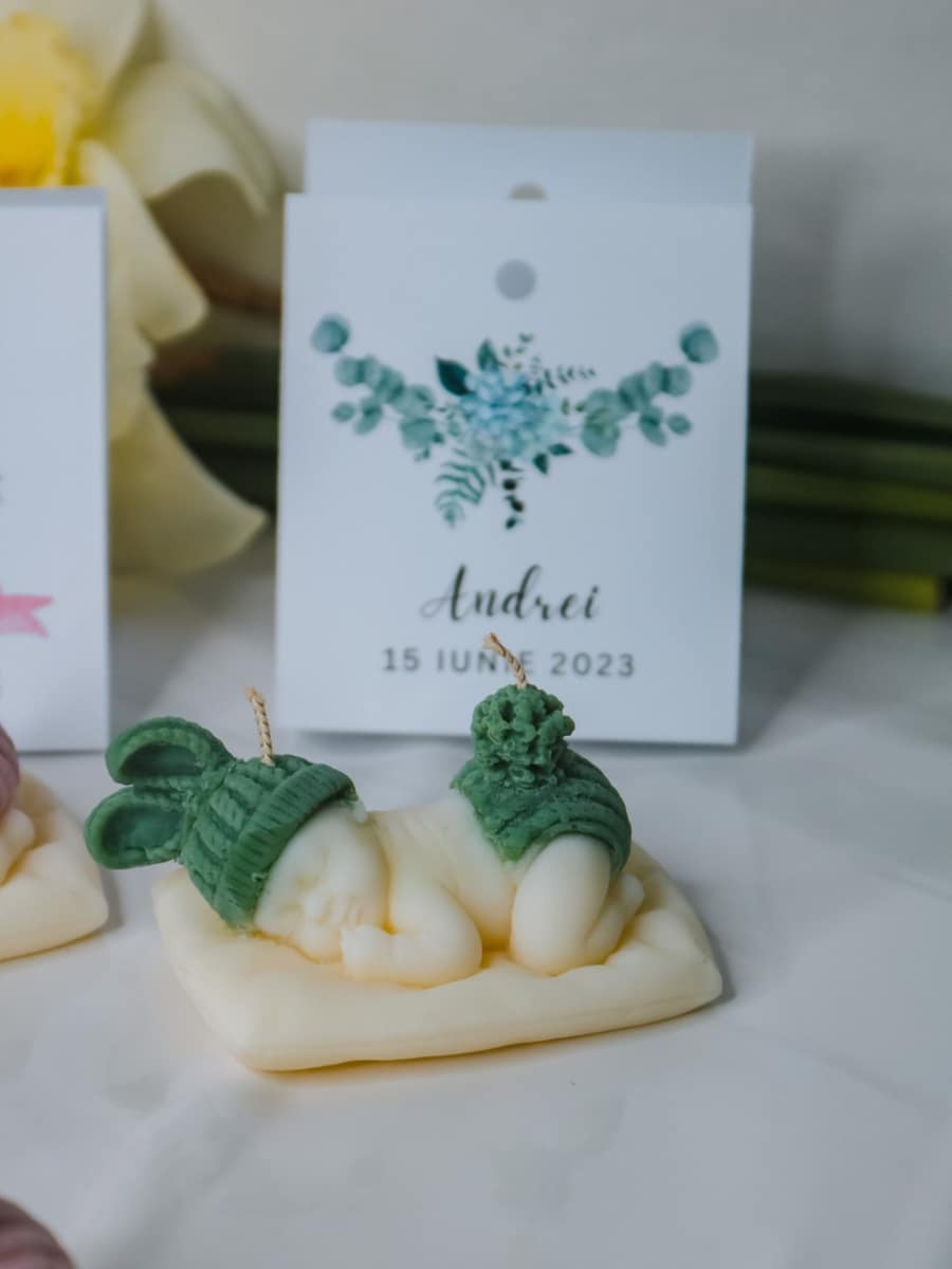 Marturii Botez lumanare BABY - cartonat & fundita - imagine 10